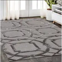 Photo of Gray Abstract Geometric Hand Tufted Non Skid Area Rug