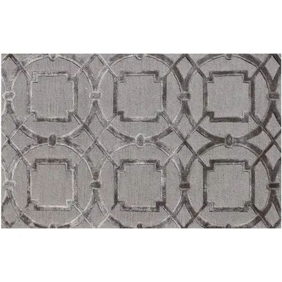 Gray Abstract Geometric Hand Tufted Non Skid Area Rug Photo 8