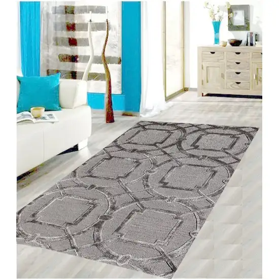 Gray Abstract Geometric Hand Tufted Non Skid Area Rug Photo 9