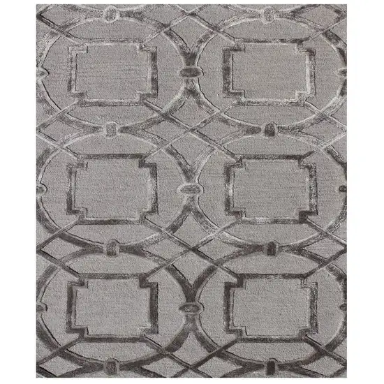 Gray Abstract Geometric Hand Tufted Non Skid Area Rug Photo 2