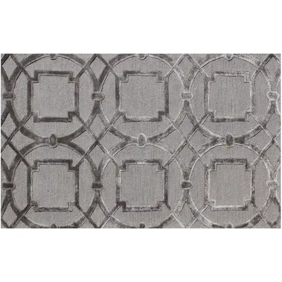 Gray Abstract Geometric Hand Tufted Non Skid Area Rug Photo 4