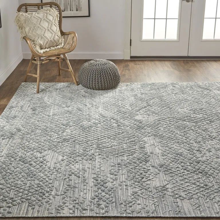 Gray Abstract Hand Woven Area Rug Photo 3