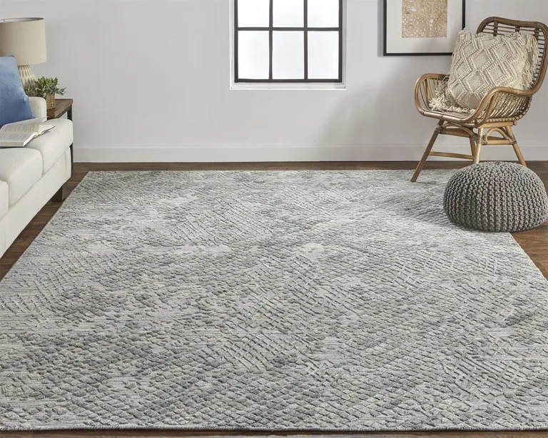 Gray Abstract Hand Woven Area Rug Photo 1