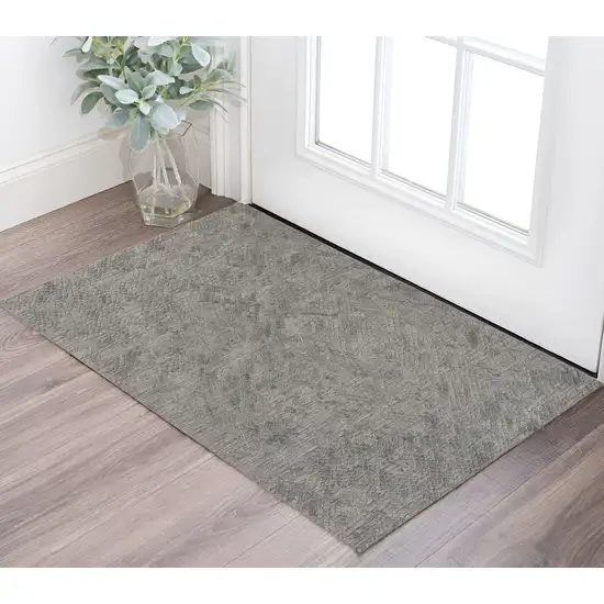 Gray Abstract Hand Woven Area Rug Photo 1