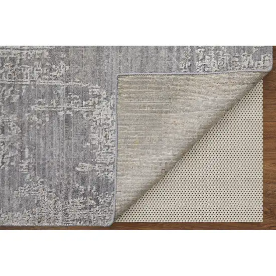 Gray Abstract Hand Woven Worn Faded Area Rug Photo 4