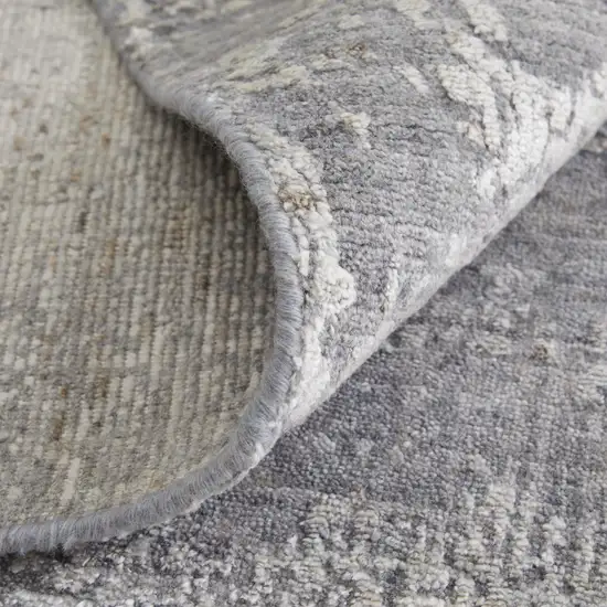 Gray Abstract Hand Woven Worn Faded Area Rug Photo 5