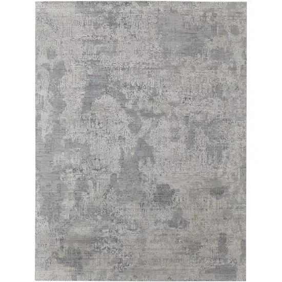 Gray Abstract Hand Woven Worn Faded Area Rug Photo 6