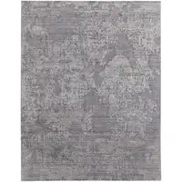 Photo of Gray Abstract Hand Woven Worn Faded Area Rug