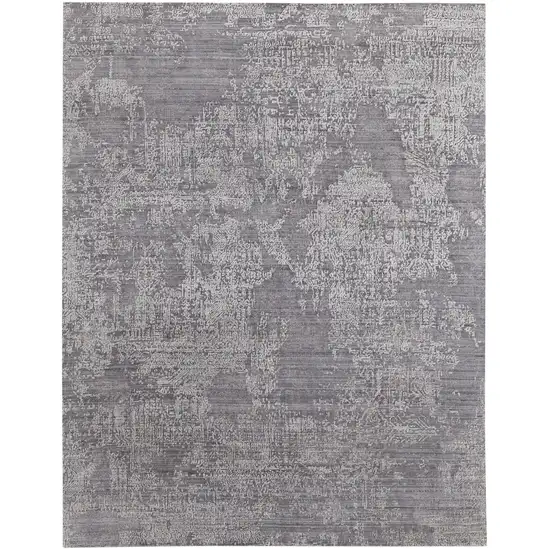 Gray Abstract Hand Woven Worn Faded Area Rug Photo 2