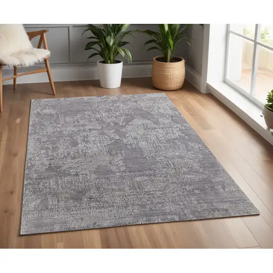 Gray Abstract Hand Woven Worn Faded Area Rug Photo 1