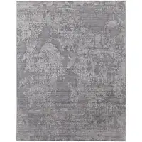 Photo of Gray Abstract Hand Woven Worn Faded Area Rug