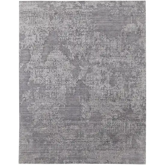 Gray Abstract Hand Woven Worn Faded Area Rug Photo 5