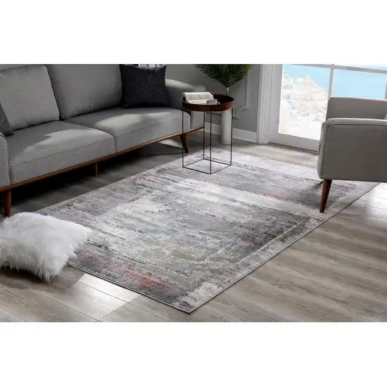 Gray Abstract Irregular Blocks Area Rug Photo 11