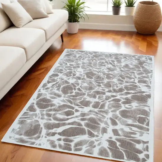 Gray Abstract Non Skid Area Rug Photo 1