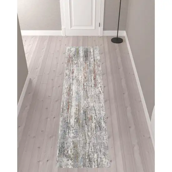 Gray Abstract Pattern Runner Rug Photo 5