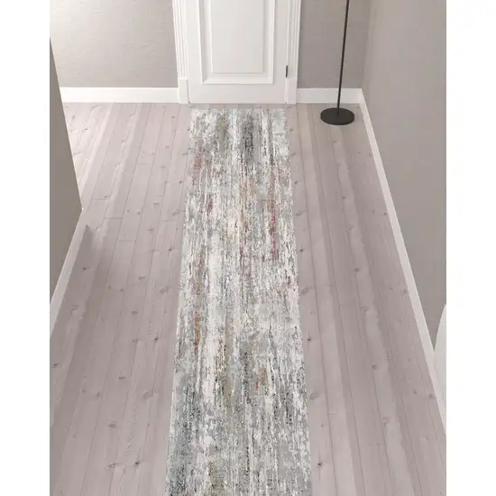 Gray Abstract Pattern Runner Rug Photo 5