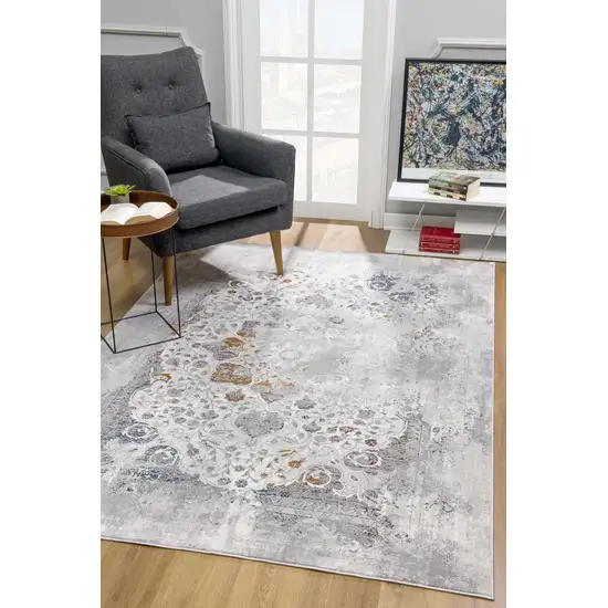 Gray Abstract Patterns Area Rug Photo 6