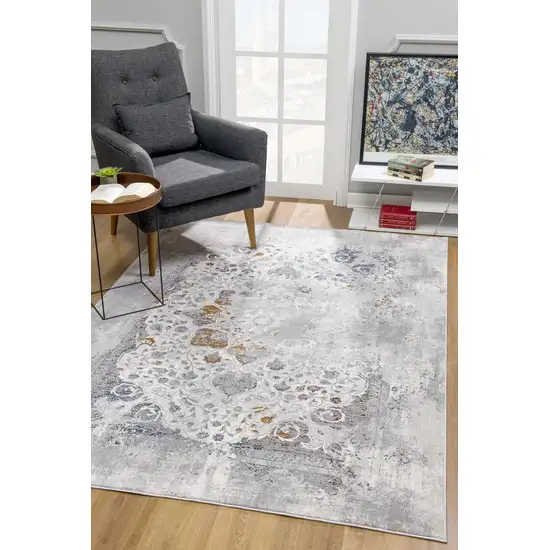 Gray Abstract Patterns Area Rug Photo 5