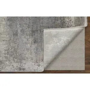 Photo of Gray Abstract Power Loom Area Rug With Fringe