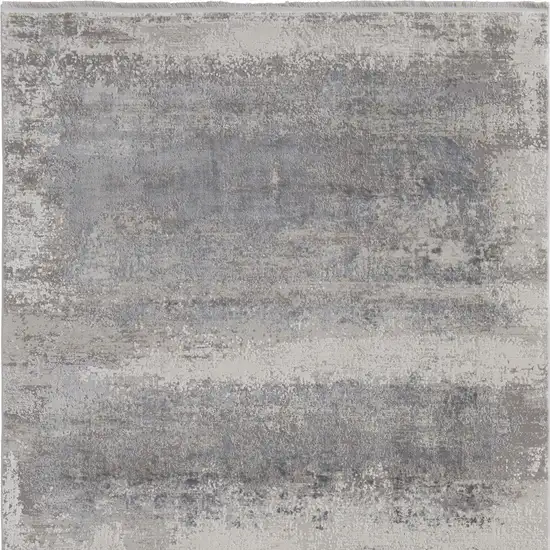 Gray Abstract Power Loom Area Rug With Fringe Photo 4