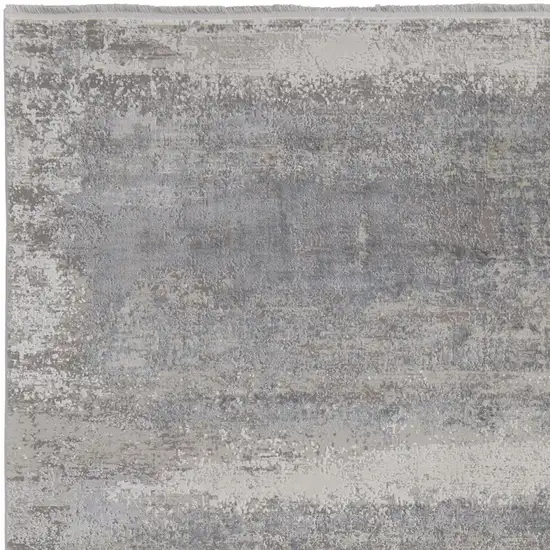 Gray Abstract Power Loom Area Rug With Fringe Photo 7