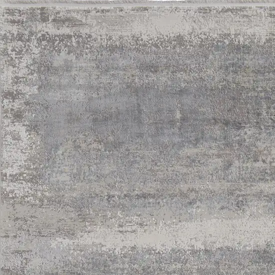 Gray Abstract Power Loom Area Rug With Fringe Photo 7