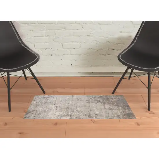 Gray Abstract Power Loom Area Rug Photo 2