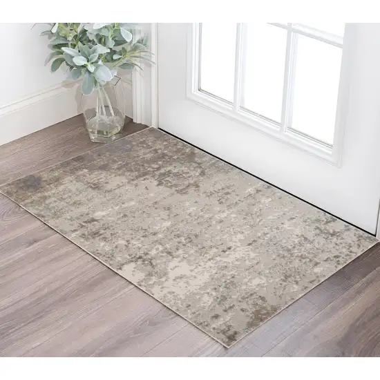 Gray and Dark Gray Abstract Power Loom Area Rug Photo 1