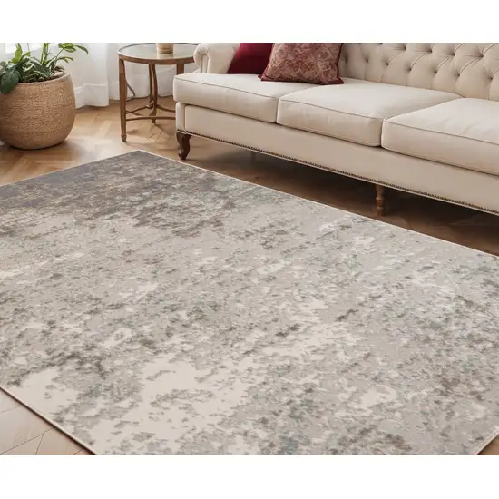 Gray and Dark Gray Abstract Power Loom Area Rug Photo 1