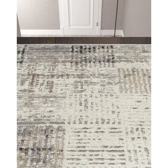 Gray Abstract Power Loom Runner Rug Photo 2