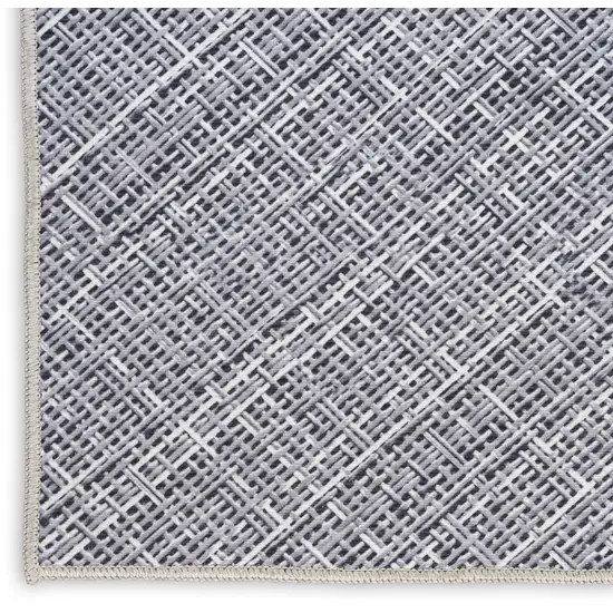 Gray Abstract Power Loom Washable Non Skid Runner Rug Photo 5