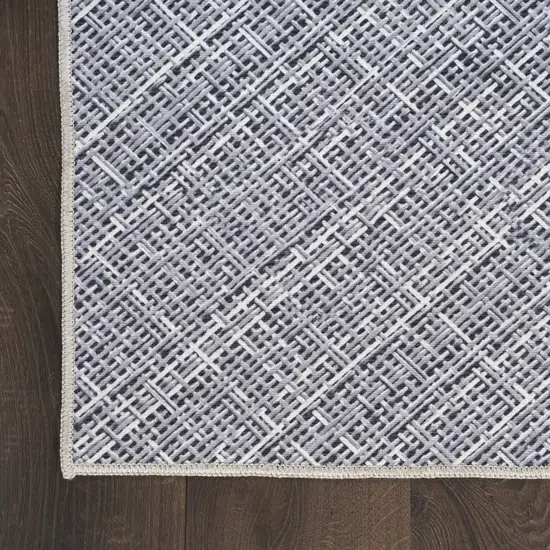 Gray Abstract Power Loom Washable Non Skid Runner Rug Photo 4