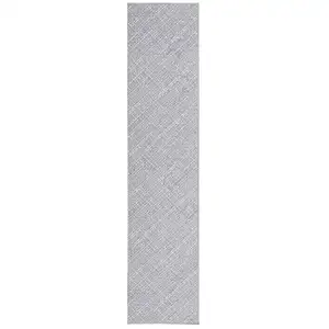 Photo of Gray Abstract Power Loom Washable Non Skid Runner Rug