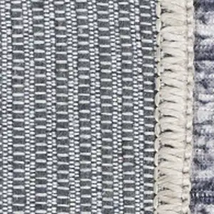 Photo of Gray Abstract Power Loom Washable Non Skid Runner Rug