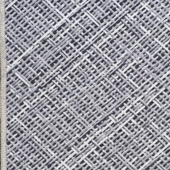 Gray Abstract Power Loom Washable Non Skid Runner Rug Photo 5