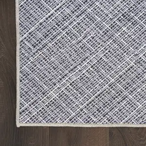 Photo of Gray Abstract Power Loom Washable Non Skid Runner Rug