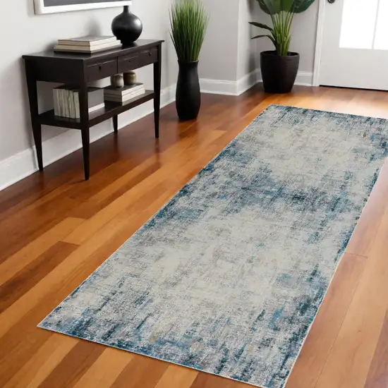 Gray Abstract Runner Rug Photo 1