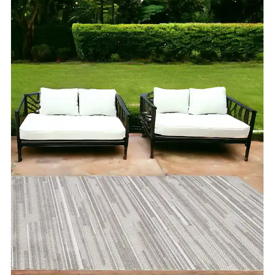 Gray Abstract Stain Resistant Indoor Outdoor Area Rug Photo 1