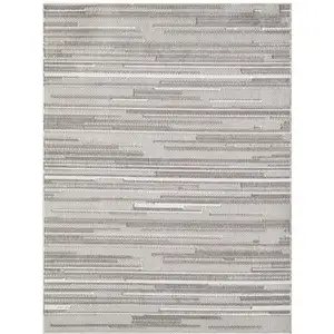 Photo of Gray Abstract Striped Indoor Outdoor Area Rug