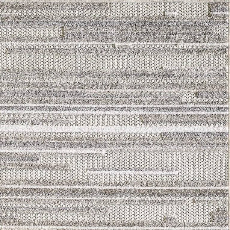 Gray Abstract Striped Indoor Outdoor Area Rug Photo 3
