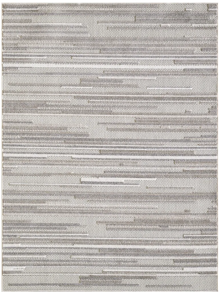 Gray Abstract Striped Indoor Outdoor Area Rug Photo 1