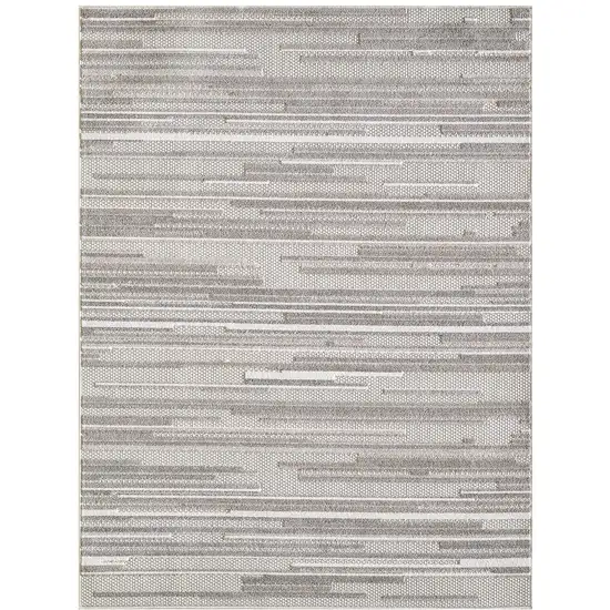 Gray Abstract Striped Indoor Outdoor Area Rug Photo 1