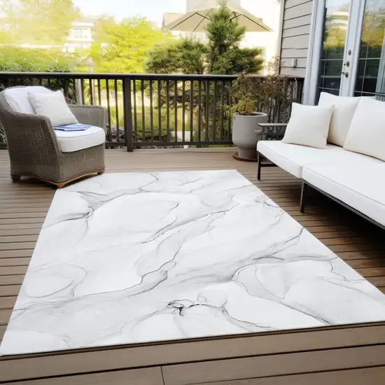 Gray Abstract Washable Indoor Outdoor Area Rug Photo 6