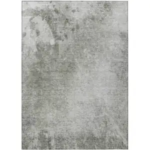 Photo of Gray Abstract Washable Non Skid Area Rug With UV Protection