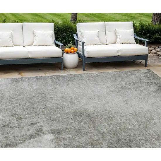 Gray Abstract Washable Indoor Outdoor Area Rug Photo 1