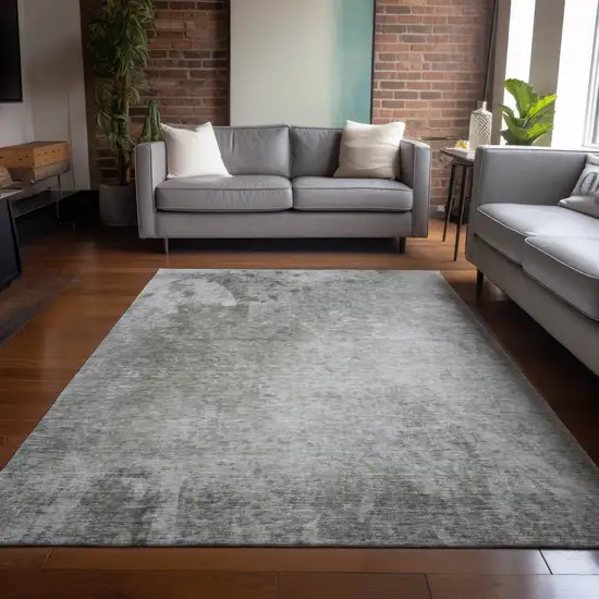 Gray Abstract Washable Non Skid Area Rug With UV Protection Photo 9