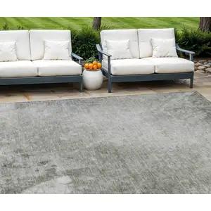 Photo of Gray Abstract Washable Non Skid Area Rug With UV Protection