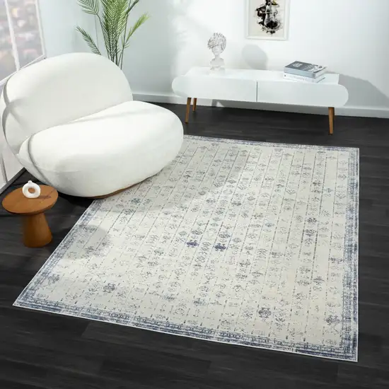 Gray Abstract Washable Non Skid Area Rug Photo 7