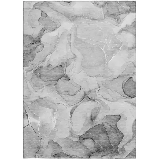 Gray Abstract Washable Non Skid Indoor Outdoor Area Rug Photo 4