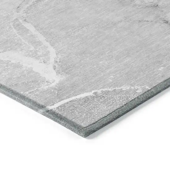 Gray Abstract Washable Non Skid Indoor Outdoor Area Rug Photo 5